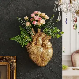 European Resin Heart-Shaped Hydroponic Hanging Decorative Vase, Modern Wall Decoration, Multi-Color Options, Home & Garden Decor