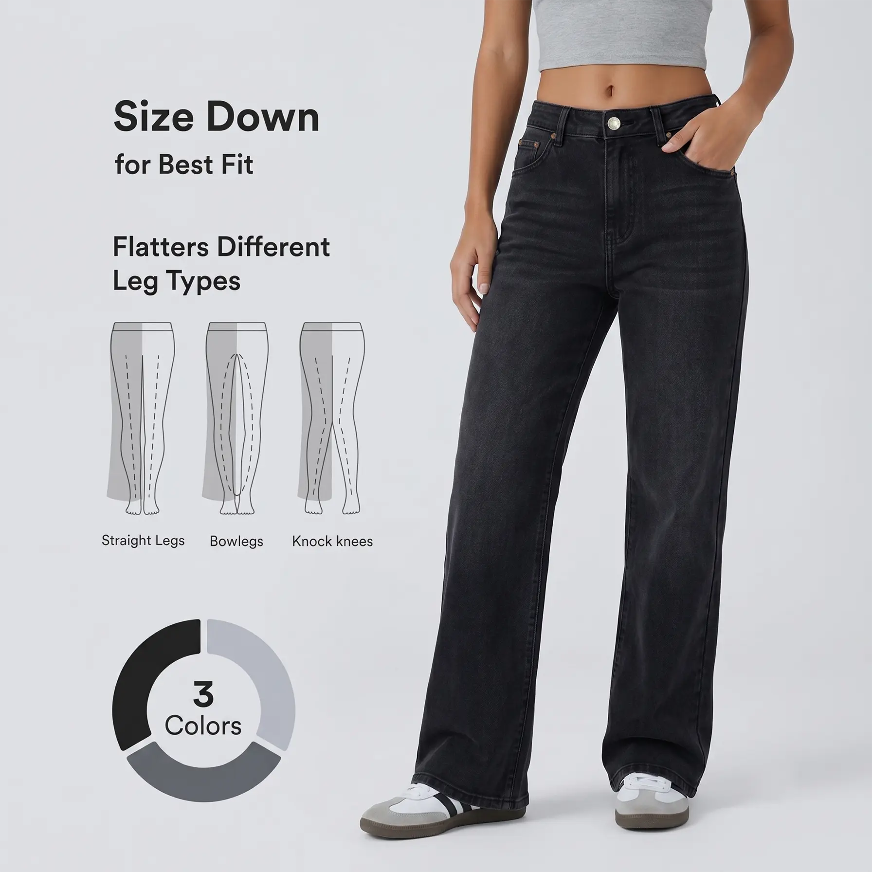 Vintage 90s Washed Black High Waisted Straight Leg Jeans for Women | Stretchy Retro Charcoal Denim Pants | Casual Y2K Streetwear Everyday Tummy Control Trousers