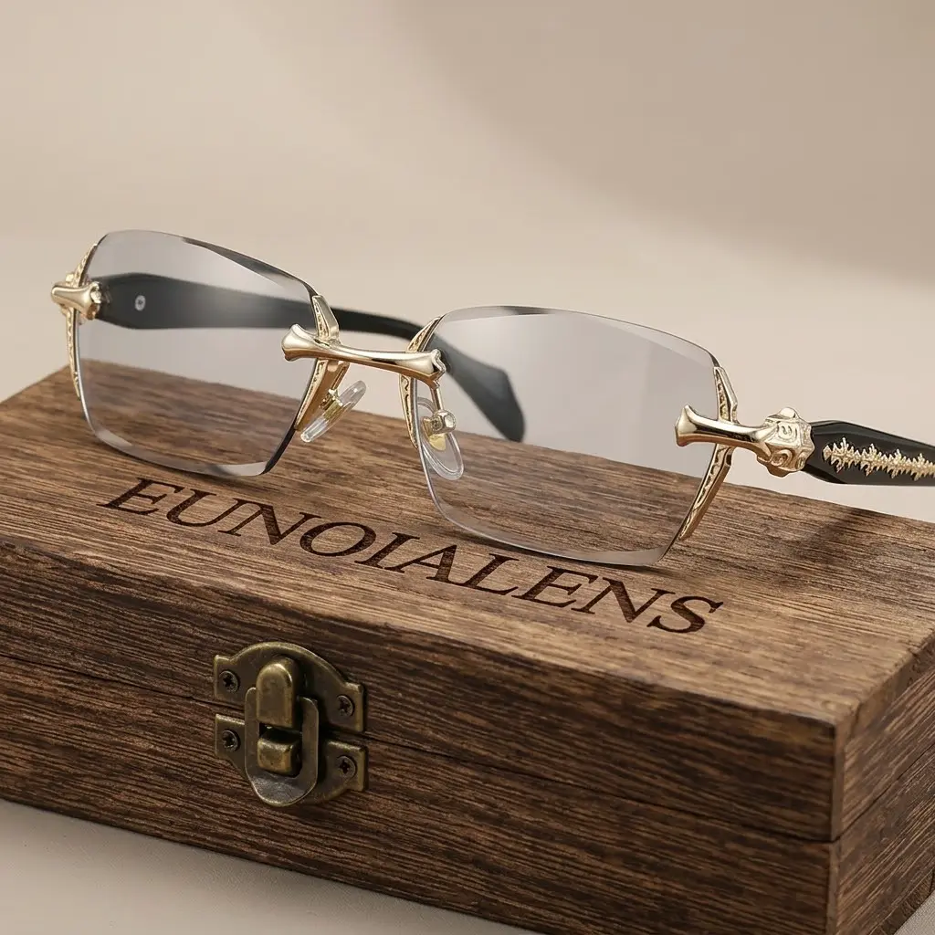 EUNOIALENS Rimless High Quality Eyewear, Frameless Glasses with Diamond-Cut Edges, Stainless Steel Fashion Temple Decor, Unisex Adults' Accessories for Daily Use, Mens Gifts. summerwins,summerwins, Father's Day Gifts,summer outifit,travel essentials