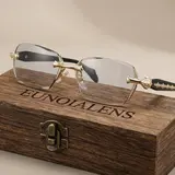 EUNOIALENS Men's Rimless Non-Prescription Glasses - High Quality Eyewear, Diamond-Cut Edges, Stainless Steel Fashion Temples, Modern Minimalist Look, Boyfriend Birthday Gift, Fashion Accessory,sohochic