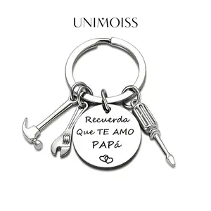 UniMoiss Recuerda Que TE AMO PAPA Keychain Dad Gifts from Daughter Son Stainless Steel Tool Keychain Father's Day Birthday Gifts for Dad Husband