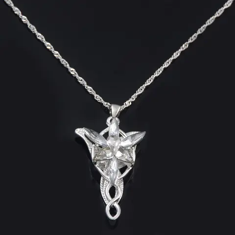 Lord of the Rings Unisex Crystal-Embedded Pendant Crystal Necklaces, Elf Princess Arwen Twilight Star Choker, Women's Fashion Bag Accessory Gift Charm