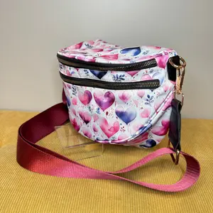 The Roni Nylon Crossbody - Pink Purple Hearts