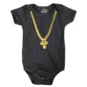 Gold Pacifier Baby Bodysuit Funny Sarcastic Golden Chain Graphic Novelty Jumper for Infants Funny Baby Onesies Funny Sarcastic Onesie Novelty Onesie Black -