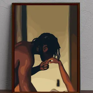 Unframed, Room Decor, Romantic Black Love Art Print: Kissing Couple Poster