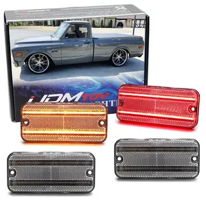 iJDMTOY Semi-Clear Lens Amber/Red Double-Row Full LED Front/Rear Side Marker Light Kit For 1968-1972 C10 C20 K10 C15/C1500 C25/C2500 K15/K1500 Jimmy, etc