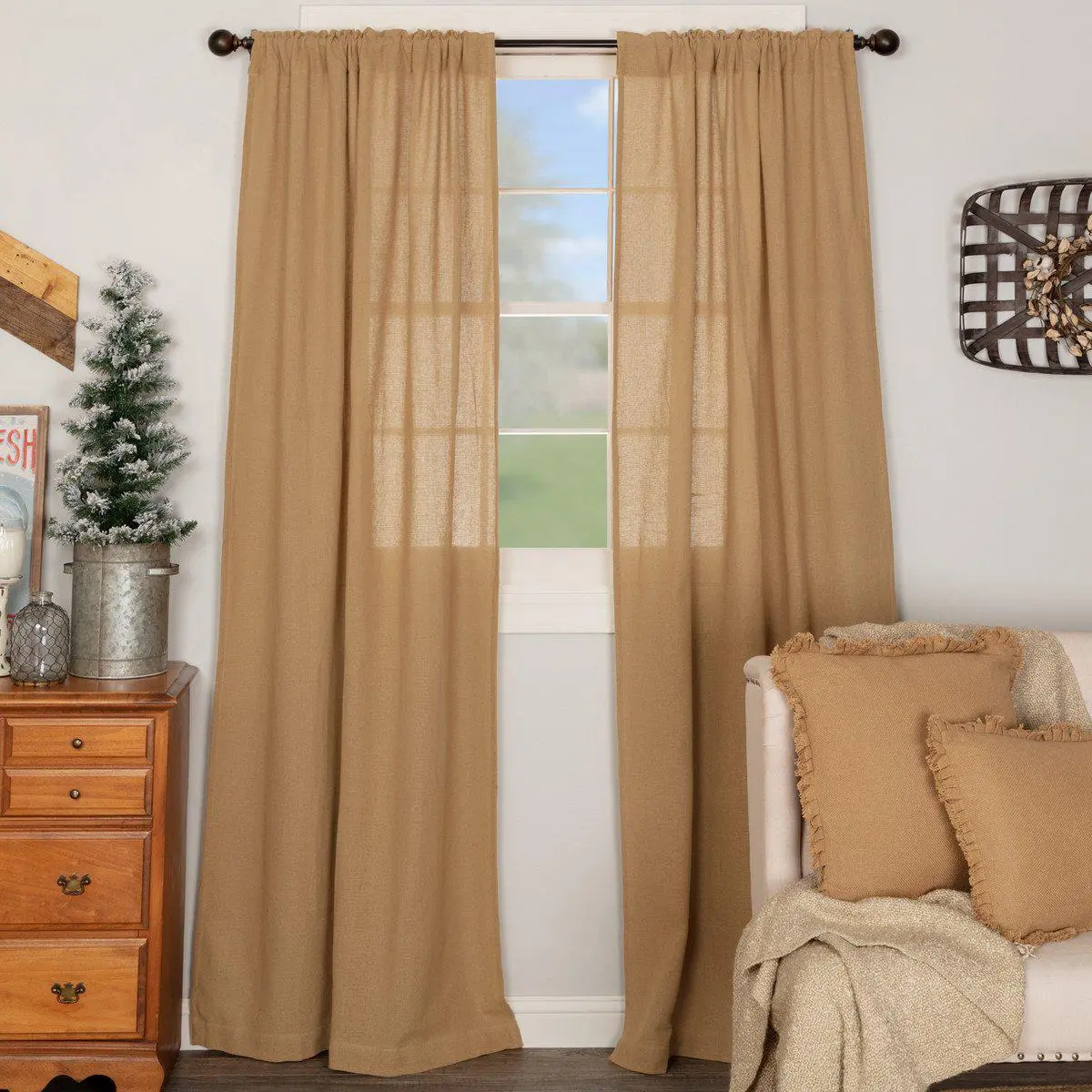 Baxter Natural Burlap Panel Curtains, Room Decor Curtain for Household Textiles & Soft Furnishings