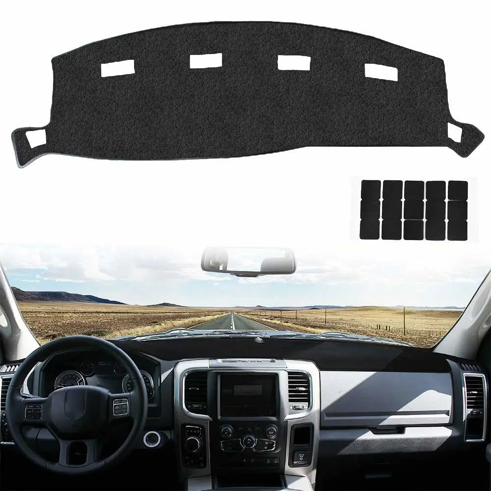 Motorbymotor Custom-Fit Dashboard Cover for 2002-2005 Dodge Ram 1500/2500/3500, Black Polyester Fit Car Accessory with Contours, Large Vent Cut-Outs, UV Protection, Non-Slip Pad, Easy Installation