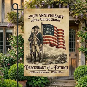 250th Anniversary US Flag, Descendant of a Patriot Garden Flag, 1776 2026 American Flag, Patriotic Yard Flag, Custom Name Independence Flag(Pole, Hooks, Or Fasteners Are Not Included)