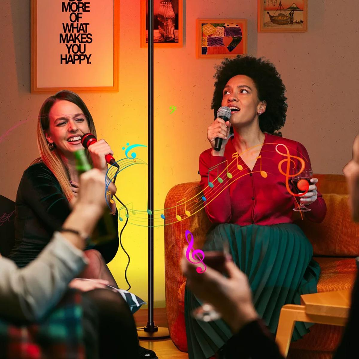 EISSLOLY LED RGBIC corner floor lamp, RGB+IC music synchronized DIY mode, remote control, USB power supply, with color changing and colorful functions, suitable for living room and bedroom, game room decoration, living room floor lamp