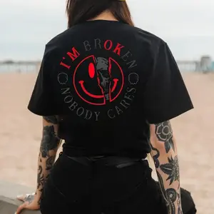 I'm Broken Nobody Cares Shirt – Funny Sarcastic Skull Graphic Dark Humor Sassy Attitude T Shirt Hoodie Sweatshirt