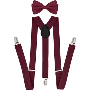 Suspenders for Men with Matching Bow Tie Sets - Unisex Men's Women's Costume Tuxedo Dress Suspenders and Bowtie