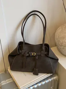 Women's PU Fabric Shoulder Bag, Fashionable Simple Design, Magnetic Closure, Ideal for Office & Travel, Durable Polyester Material, Office Work Bag