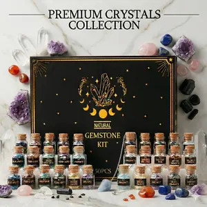 50-Piece Magical Crystal Starter Kit, Assorted Gemstones for Rituals, Home Decor Altar Supplies, Witchy Party Gift Set for Practitioners