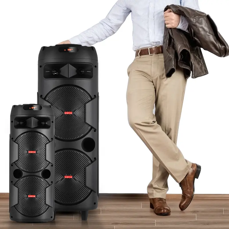 Dazone Party Bluetooth Deep Bass Karaoke Speakers Dual 8" /6.5“ subwoofer, RGB Lights/Mic/Guitar In/Echo/EQ/FM/AUX/TF/BT/TWS. Audio Rechargeable