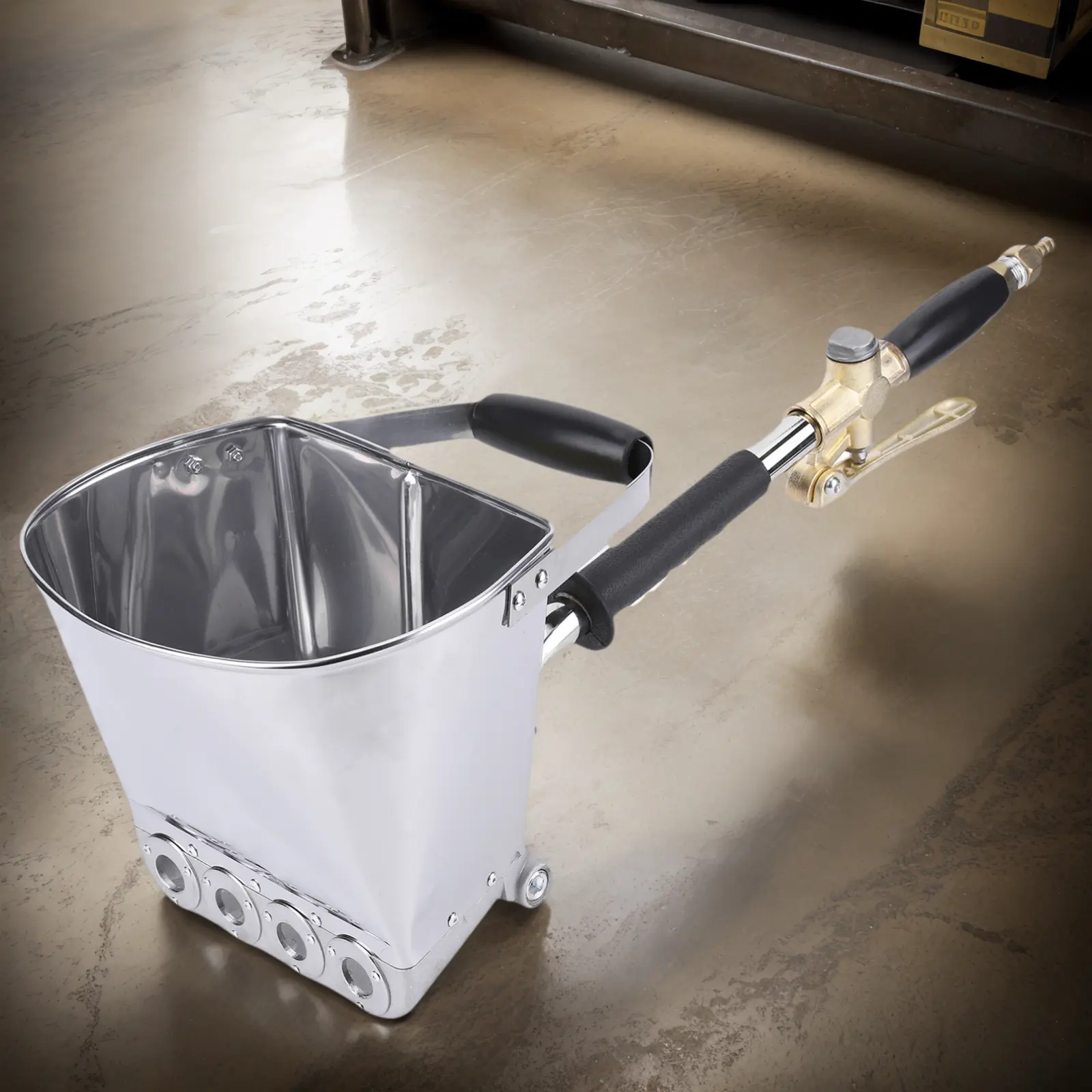 4-Jet Concrete Stucco Plaster Sprayer Gun (Tools & Hardware) - 1 Set with 3.5L Large Capacity, 60cm Sprayer Pole, 20*14*20cm Size, Comfortable Handling, Easy Operation & Cleaning, High Efficiency for Wall Painting & Mortar Application