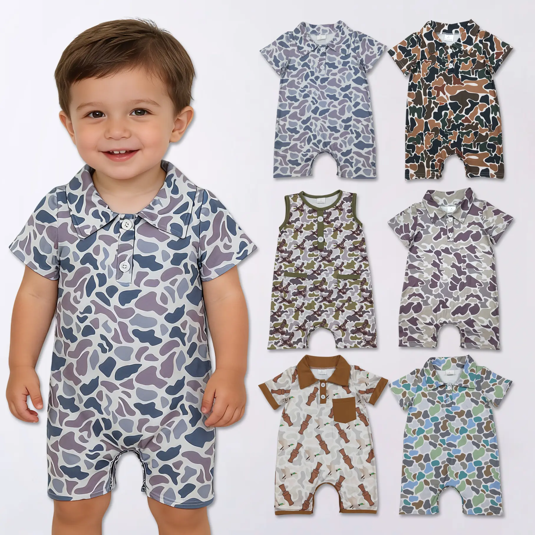 Toddler Camo Romper - Toddler Onesies, Baby Boys Clothing, Summer Baby Boy Bodysuit