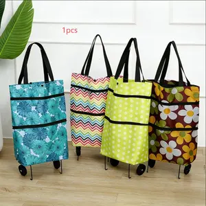 Dual-Use Shopping Bag, Convertible Rolling Cart, Foldable Grocery Carrier, Hands-Free Shopping Tool, Multifunctional Portable Trolley