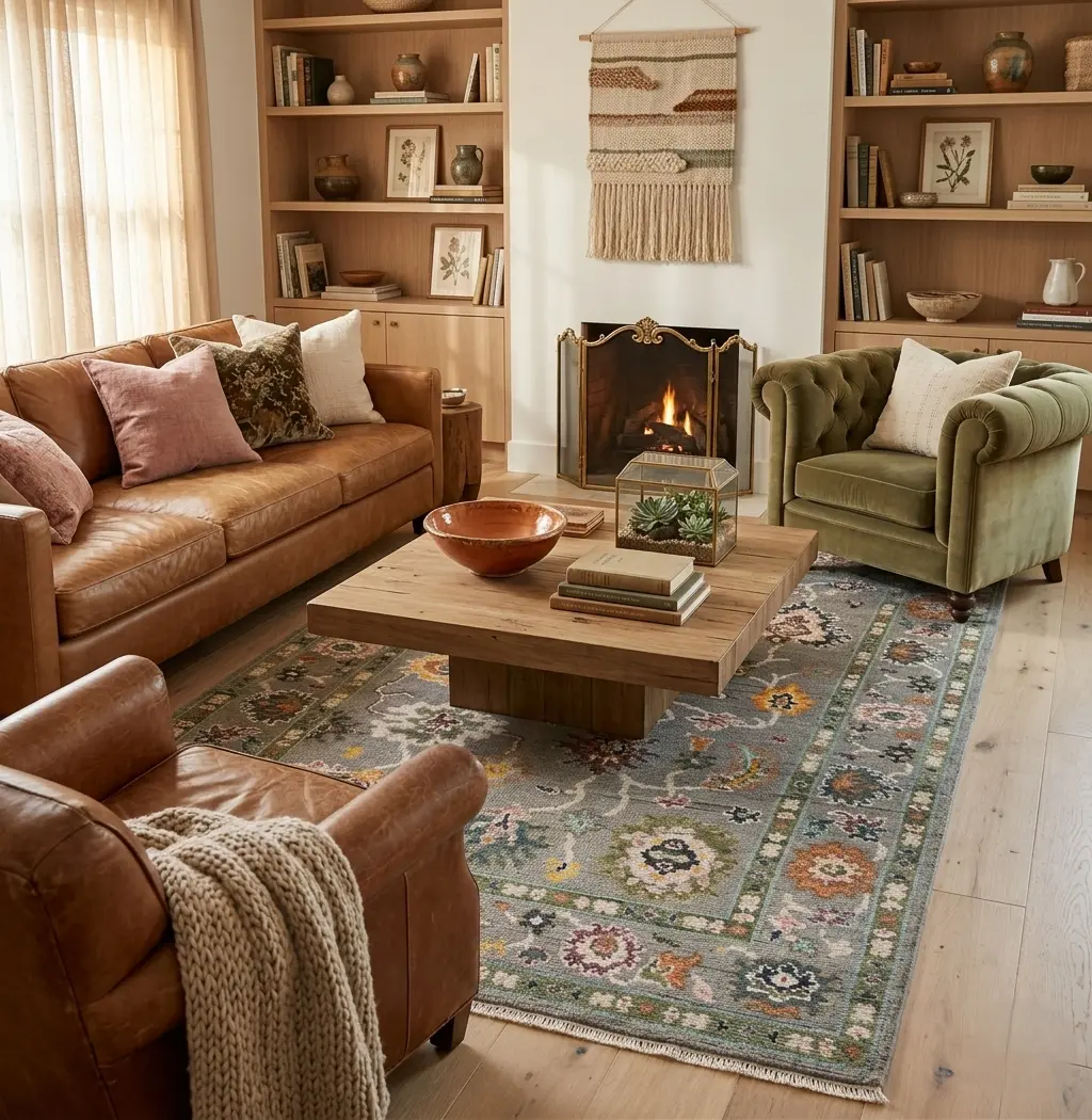 Hand Knotted Oushak Rug Grey Turkish Wool Area Rug
