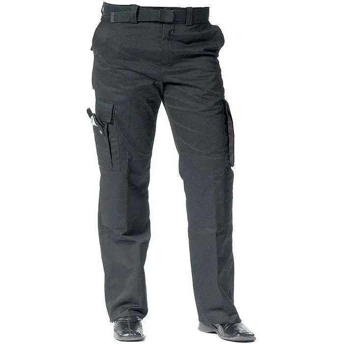 Women's Black EMT/EMS Work Pants - Polyester-Cotton Twill, 9-Pocket Storage, Low Waist, Zipper Fly, Expandable Waistband Bottom, Basic