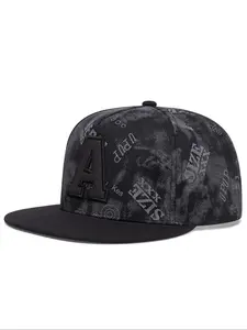 Unisex Casual Trendy Letter Design, Street Style Flat Peak Hat, Fitted Snapback Hats, Fashionable Hat for Men & Women for All Season