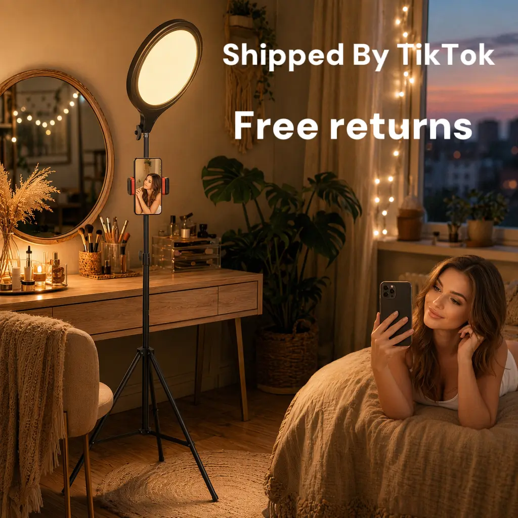 10" Ring Light with 71" Tripod Stand and Phone Holder for Video Recording Vlogging, Dimmable LED Selfie Lighting Kit with Remote Provides Bright Even Illumination for Clear Footage Without Harsh Shadows During Content Creation, selfie ring light tripod