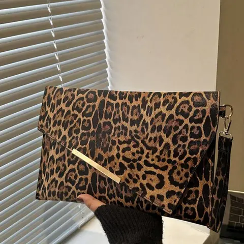Women's Elegant Fashion Clutch Purse, Leopard Pattern Evening Handbag for Wedding & Parties, Street Style Accessories
