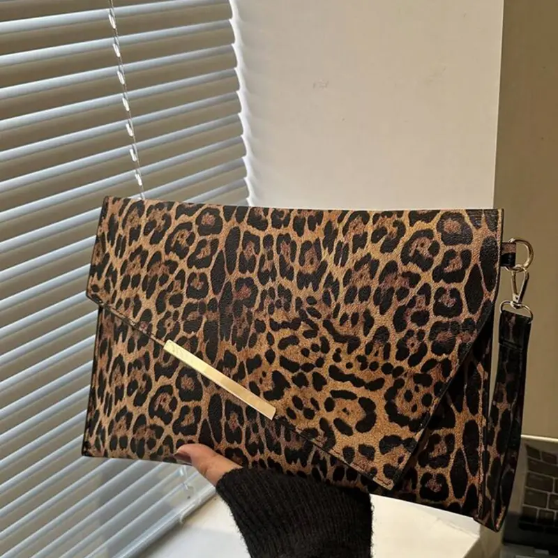 Women's Elegant Fashion Clutch Purse, Leopard Pattern Evening Handbag for Wedding & Parties, Street Style Accessories