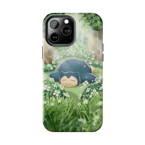 Snorlax Pokemon Forest Nap Case for iPhone 17-7 Pro Max Plus & Samsung Galaxy S25-S21 Ultra Plus - Cute Anime Meadow Flowers Aesthetic Phone Cover Unisex