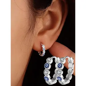One Pair of Women's Earrings, Devil's Eye Artificial Zircon Ear Accessories, Vacation Party Festival Daily Outfit Jewelry.