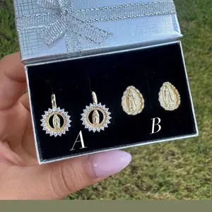 Virgen Mary gold plated 14k earrings