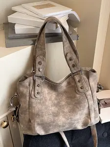 Simple and casual one-shoulder tote bucket bag, fashionable and versatile one-shoulder crossbody bag, frosted solid color one-shoulder commuter crossbody bag, suitable for commuting, daily matching and other scenarios, Adjustable Crossbody