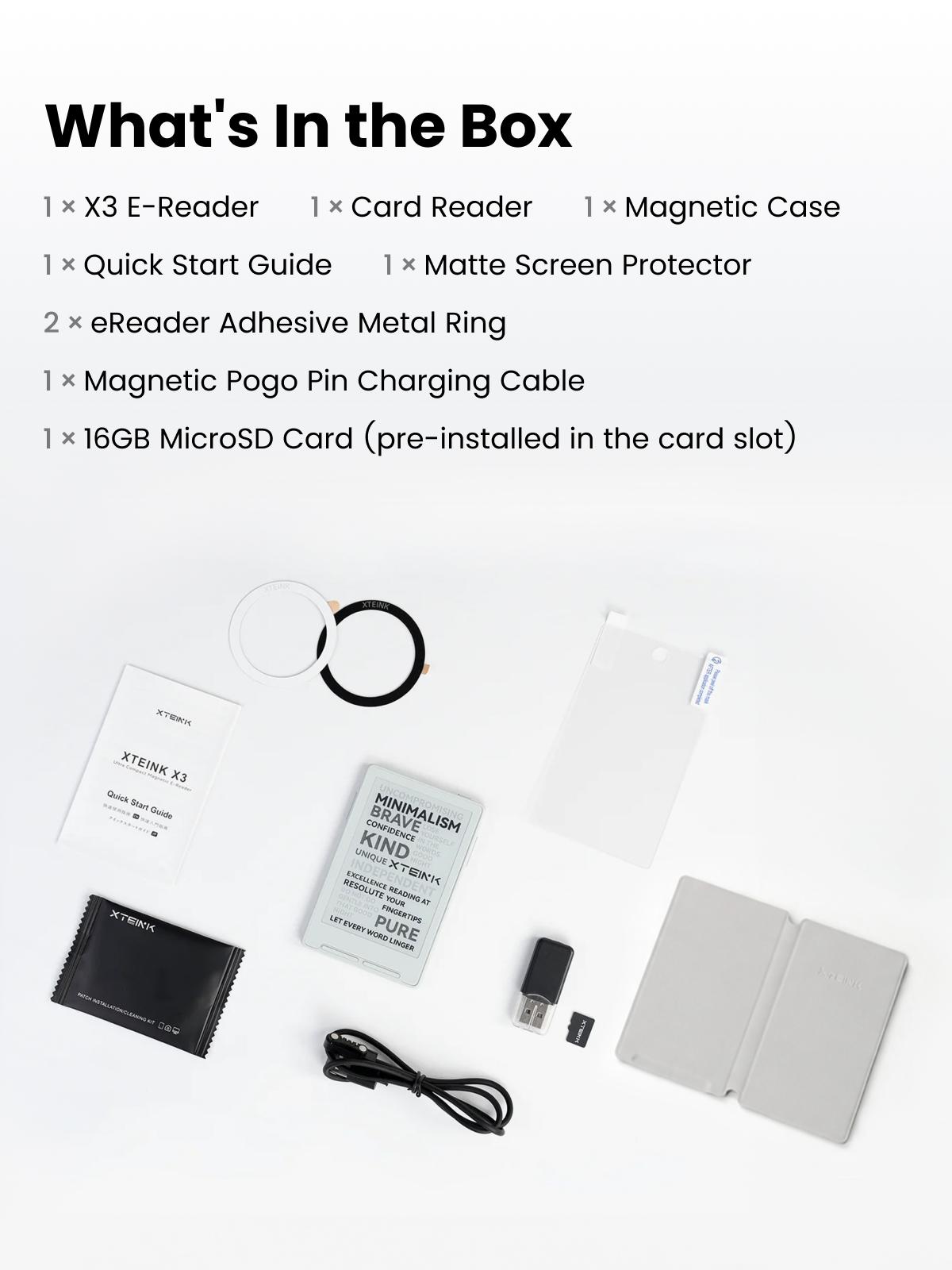Xteink X3 Essential E-Reader Bundle - Bluetooth, Eye Care, Wireless Cells E-Reader with Space Black Case