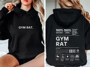 Gym Rat Funny Gym Hoodie for Workout Oversized Gym Sweatshirt Pump Cover Shirt Weightlifting Hoodie Cotton Fabric