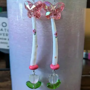 Native American Dentalium & Butterfly Drop Earrings