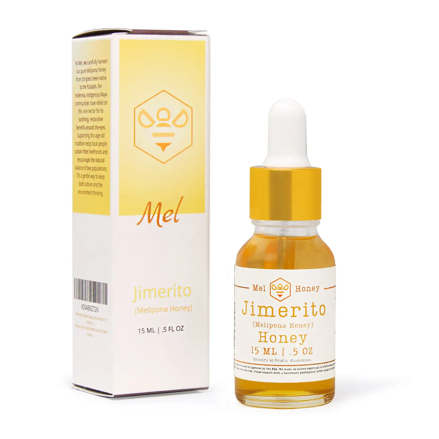 Mel Melipona Honey Drops Pure Organic 15 ML 0.5 FL OZ Natural Unique Flavor from Guatemala Rich in Antioxidants Sweet and Nutrient-Rich