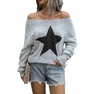Blooming Jelly Off The Shoulder Knitted Sweaters Women's Cute Fall Tunic Tops Pullover Sweater