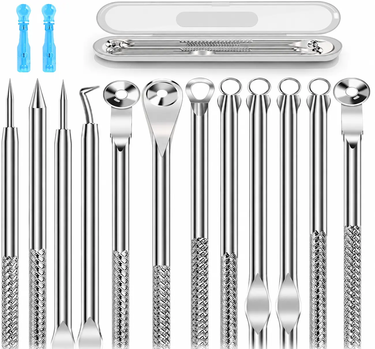 8PCS Blackhead Remover for Face, Pimple Popper Tool Kit, Comedone Pimple Extractor, Acne Whitehead Blemish Removal Kit, Professional Stainless Steel Clean Tools