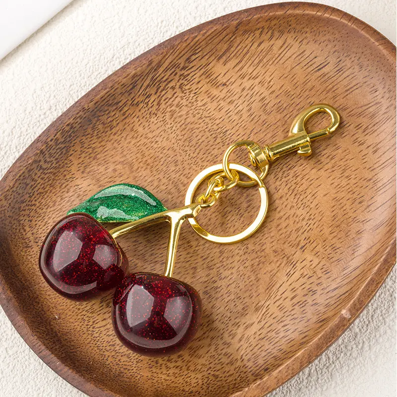 Wine red cherry+green leaves