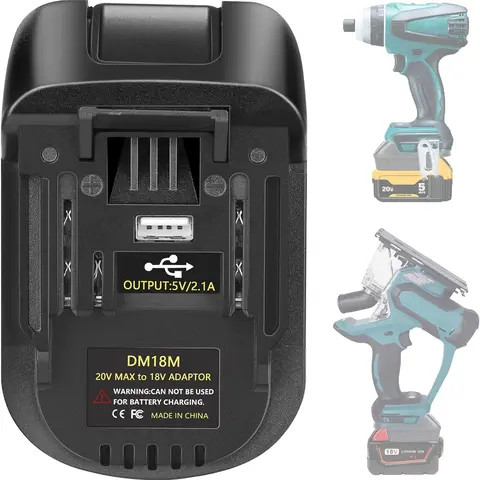 【DealsForYouDays】DM18M Battery Adapter with USB Charging Socket for Dewalt 20V Battery & Milwaukee M18 18V Lithium Battery Converter to Makita 18V BL1830 BL1840 BL1850 Cordless Tools Use
