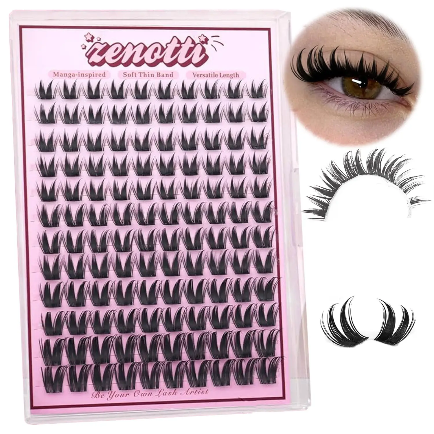 Rabbit Eyelash Cluster Series, Cartoon Style Fine Faux Mink Lash Extension, Anime Fairy Single Root Design, Wet Look Effect, Fluffy DIY False Eyelashes, Volume Eyelash Clusters