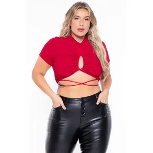 Plus Size Kyomi Slinky Top  - Red