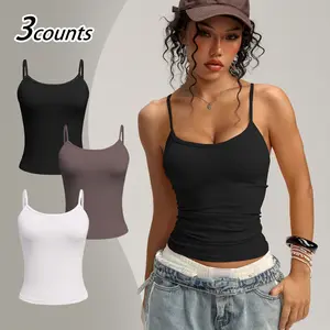HIJESSE Women's Ribbed Spaghetti Strap Cami Tank Top - High Stretch Slim Fit Yoga Workout Top for Spring Casual & Active Wear