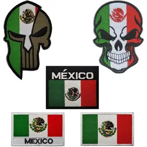 5PCS Mexican Flag Patch, Mexico Patches for Vest, Molle Military Patches for Army Backpack & Jackets with Loops and Hook (5PCS)