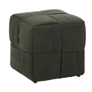 Ottoman Foot Rest Soft and Comfortable Ottoman Square Corduroy Woven Design Sofa Stool (Green)