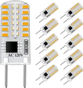 LED Bulb  3W Equivalent to  Halogen Bulb 20W-25W, T4 JCD Type Bi-Pin  Base, AC 120V  Bulb Warm White 3000K for Under Cabinet Light, Under Counter Kitchen Lighting (10 Pack)