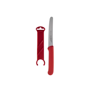 Red Serrated Tomato Knife with Matching Sheath - 4.5"