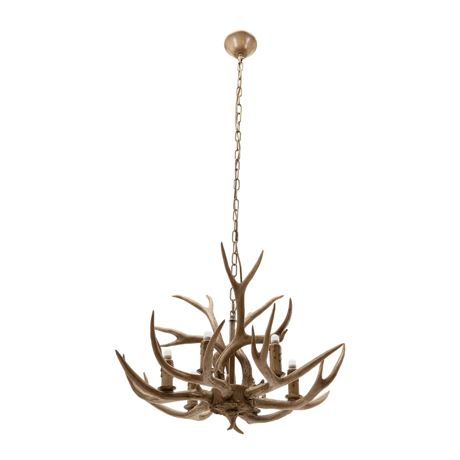 NoBrand Rustic 6-Bulbs 45cm Height Ceiling Pendant Lamp - Vintage Resin Deer Horn Antlers Design, Easy Install, Fast Shipping, Ideal for Dining Room, Room Decor for Adults
