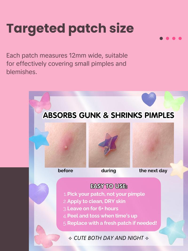 Heal & Conceal Pimple Patch - Cute Holographic Butterfly Shaped Acne Patches, Fun Hydrocolloid Zit Stickers for Face (Iridescent Pink Butterflies, 84 Count) by Sparkle Beauty Labs