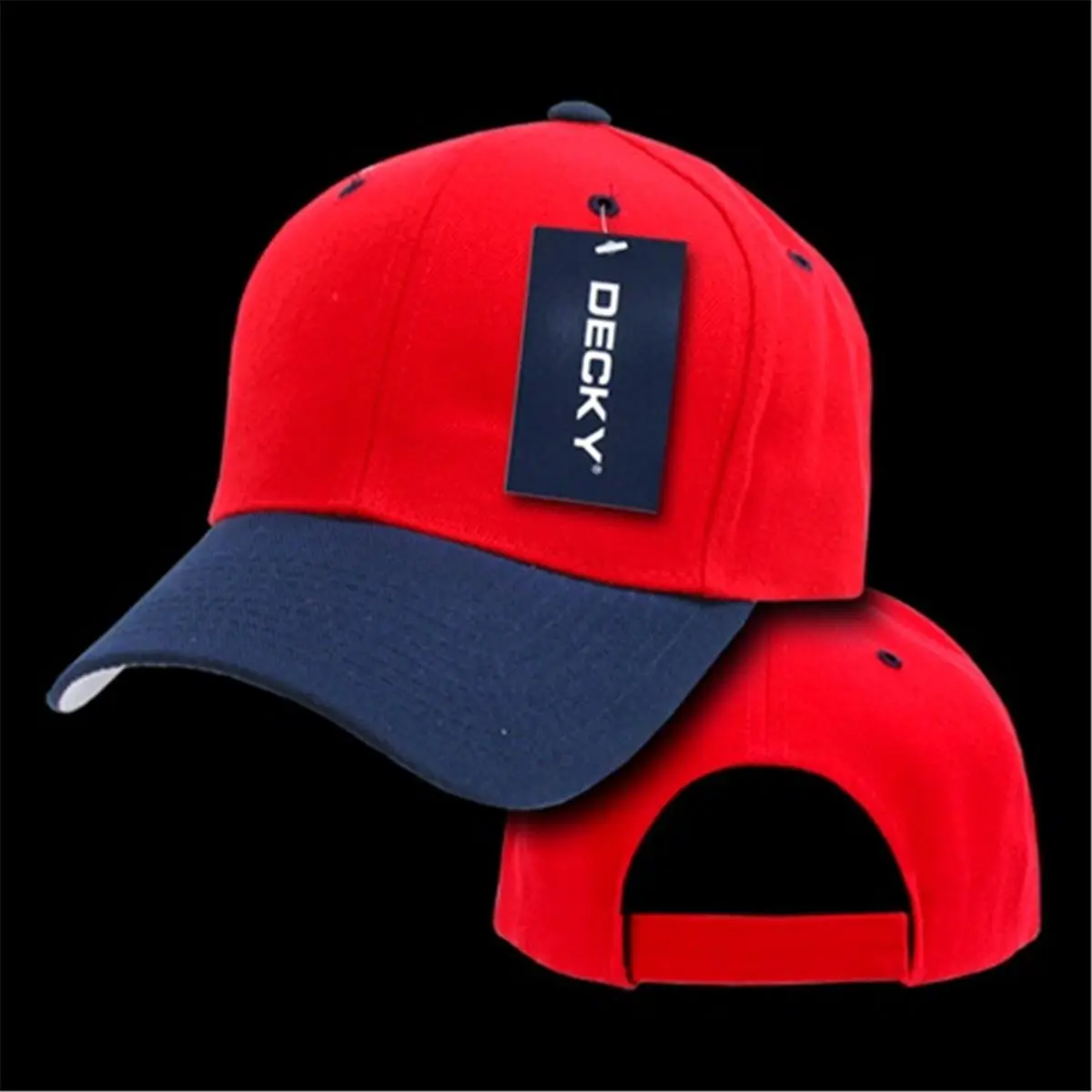 212 MAIN Adjustable Hook-Loop Deluxe Baseball Cap with Curved Bill - Red & Navy